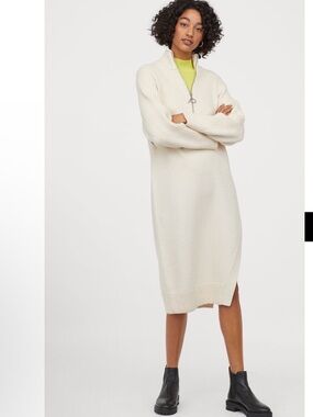 Pringle of Scotland x H&M | Ribbed Half zip dress Sz S